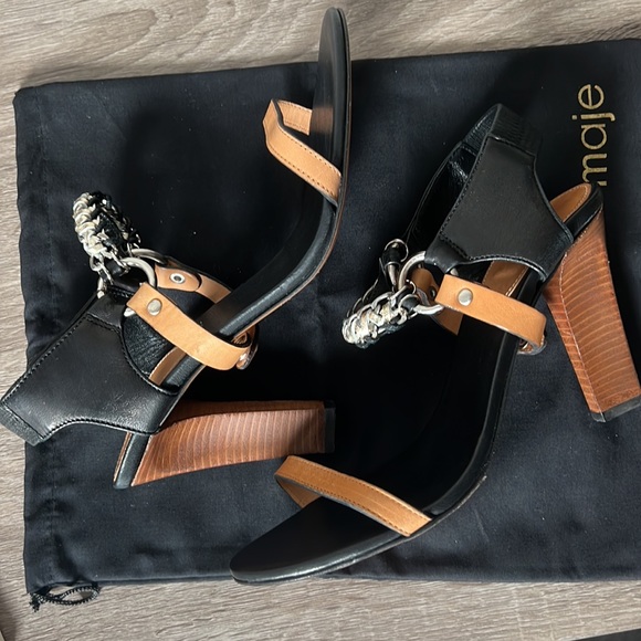 MAJE BIRDY BLACK HAUTE SANDALS SZ 8.5 - Picture 4 of 9